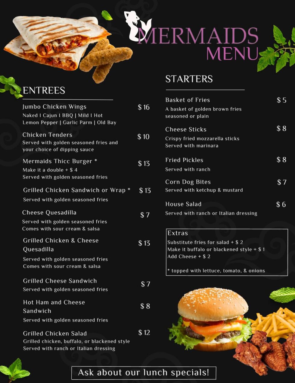 Menu | Mermaids Strip Club
